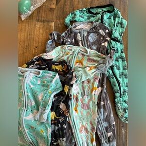 3-6 months Little Sleepies and KicKee Pants zip up pajamas (5 total)